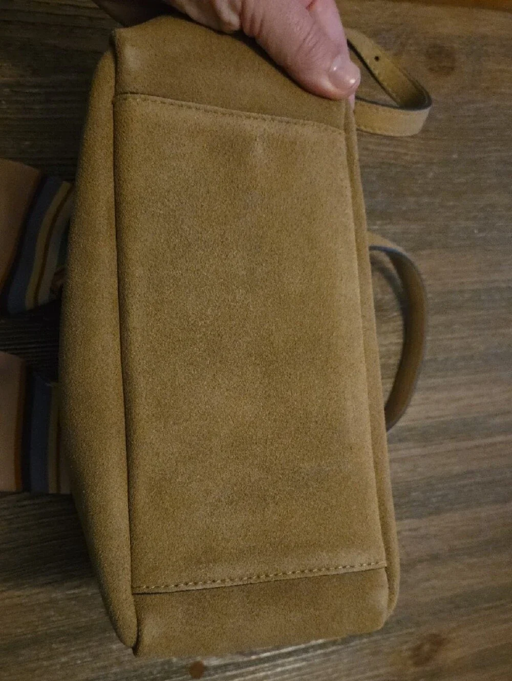 Madewell Classic Tan Suede  Satchel with Lost Pattern  Scarf-Wrapped Handle